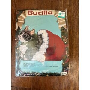 Bucilla‎ Cat in Hat Doorstop Plastic Canvas Needlepoint Kit 8x10.5 Inches New